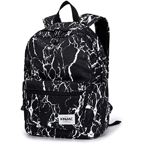 Kinmac Water Resistant Laptop Travel Outdoor Backpack with USB Charging Port for 13 inch 14 inch and 15.6 inch Laptop (Black Marble)