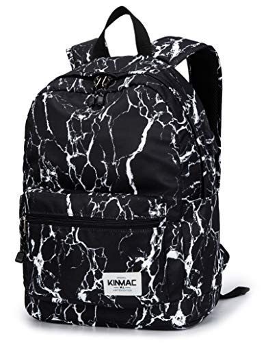Kinmac Water Resistant Laptop Travel Outdoor Backpack with USB Charging Port for 13 inch 14 inch and 15.6 inch Laptop (Black Marble)