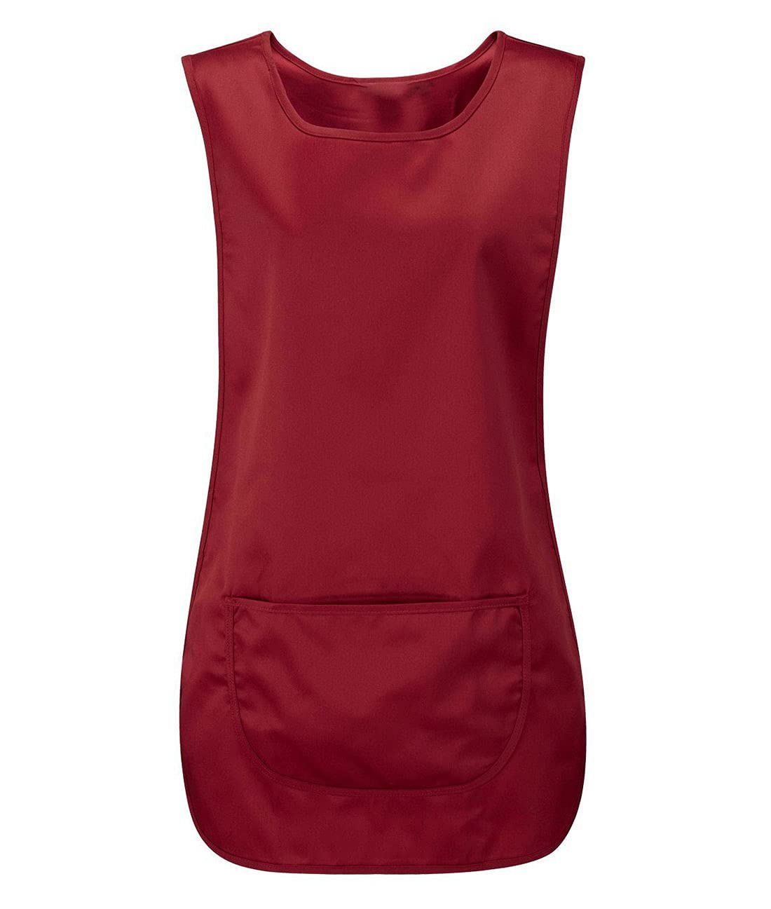 Fashionism Women's Burgandy Sleeveless Front Pocket Tabard Catering Cleaning Apron Plain Work Wear Vest Top (Burgady Large)