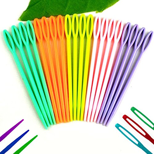 Chengyida 100 Pcs 7Cm/2 3/4"Plastic Hand Sewing Yarn Darning Tapestry Needles Plastic Lacing Needles Notions Craft (Random Color) #TOP1