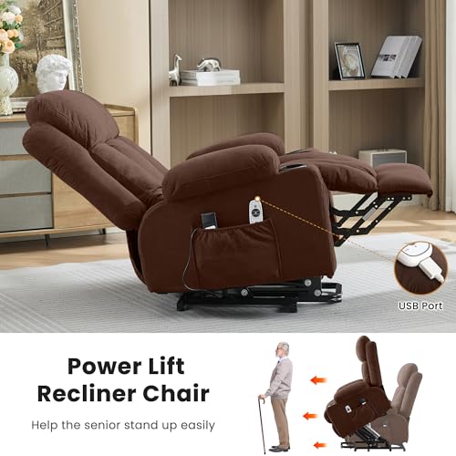 Sillón reclinable eléctrico con masaje Marrón miniatura 5