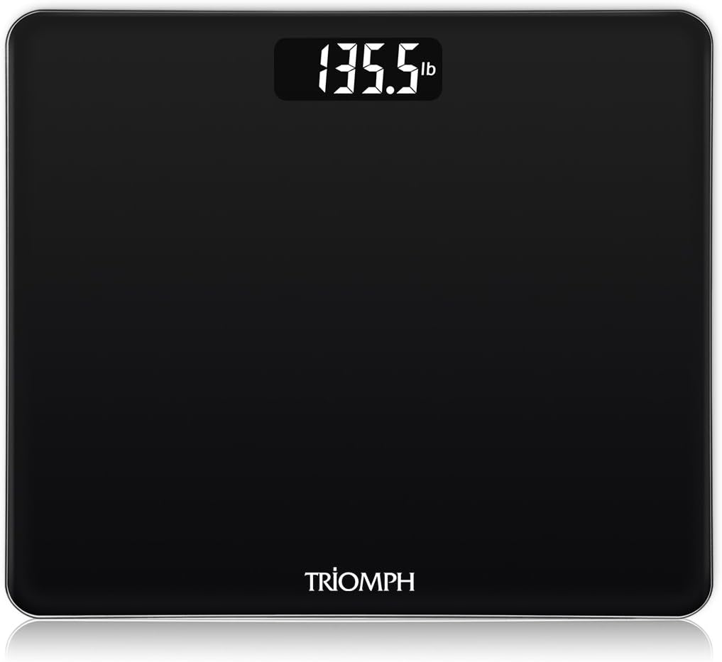 Digital Body Weight Bathroom Scale with Step-On Technology, Ultra Slim Design 6mm Tempered Glass, 400 Pounds, Weight Loss Monitor, Black