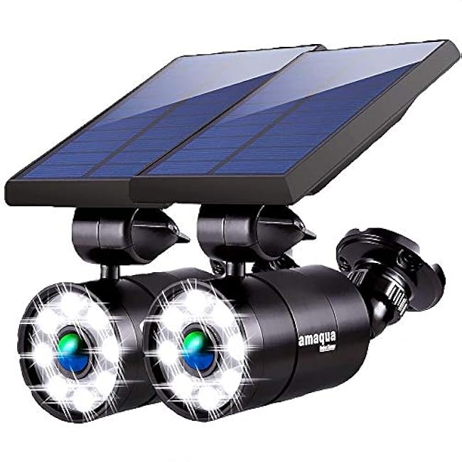 Solar Motion Sensor Lights Outdoor Waterproof Solar Motion Spot Lights for Outside Garden Patio Garage Deck Post, 2-Year 100% Free Warranty(Black 2 Pcs)