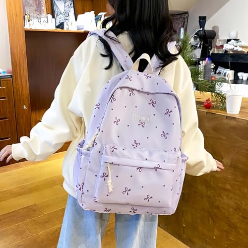 Bow Backpack for Girls, Coquette Bow Backpack - 3Pcs Set with Matching Pouch & Lunch Bag (Black*B)4