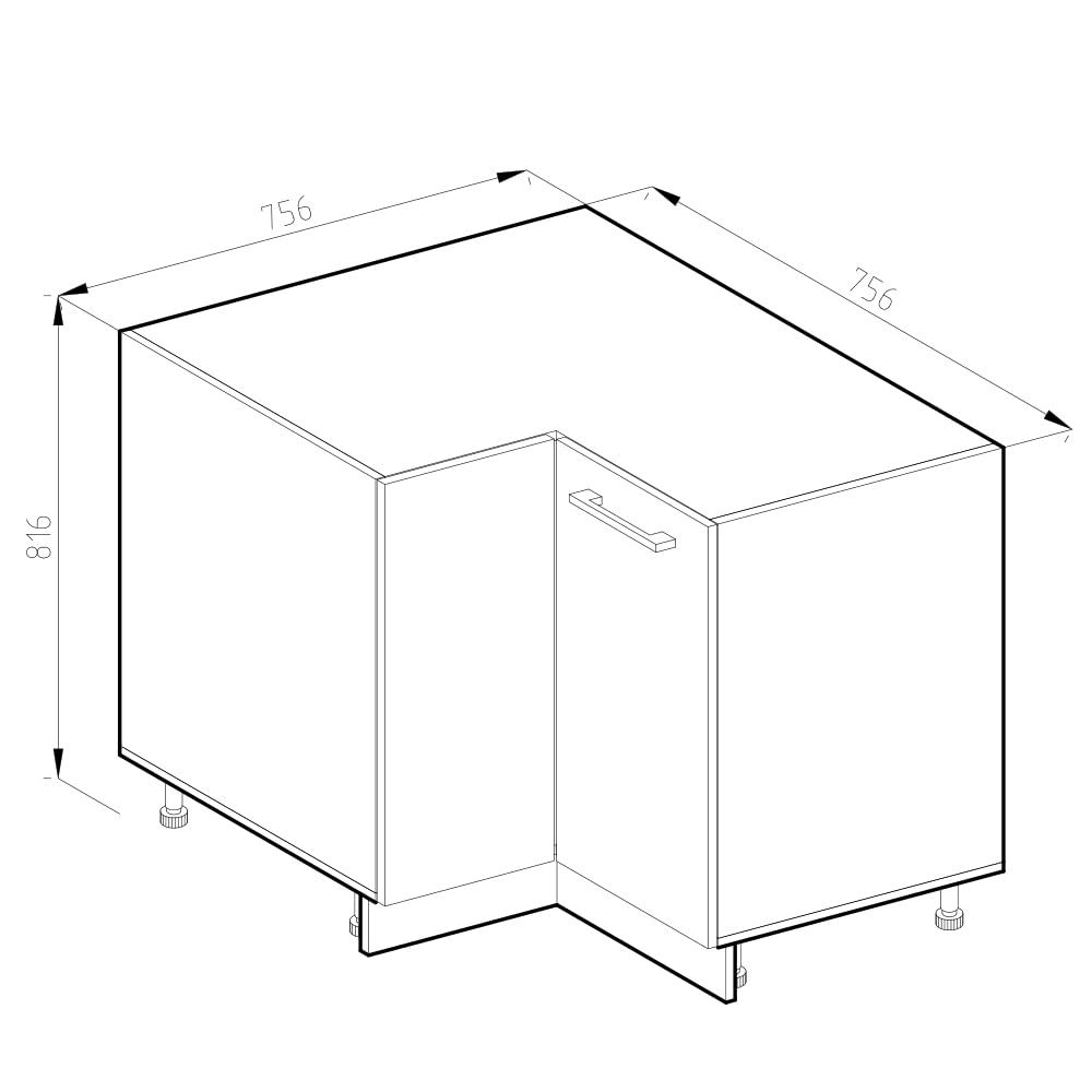 Vicco mobile ad angolo cucina R-line, Quercia dorata/Antracite, 75.6 cm senza piano di lavoro
