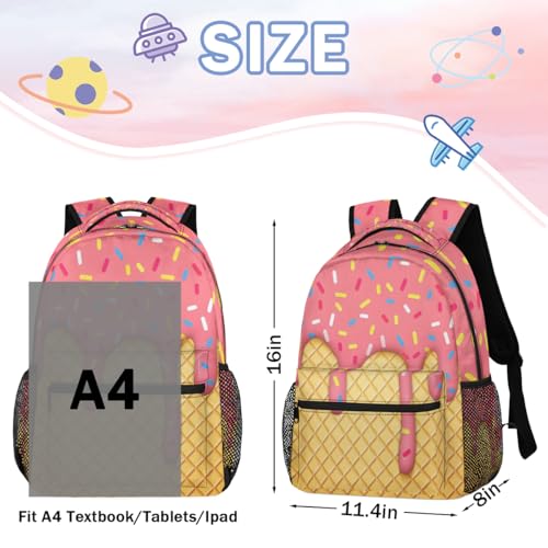 Daypack Backpacks 16 Inch Bookbags for Students, Ice Cream School Backpack Laptop Shoulder Bag Daypack for Travel Hiking Camping, Casual Daypack for Girls Boys Women Men4
