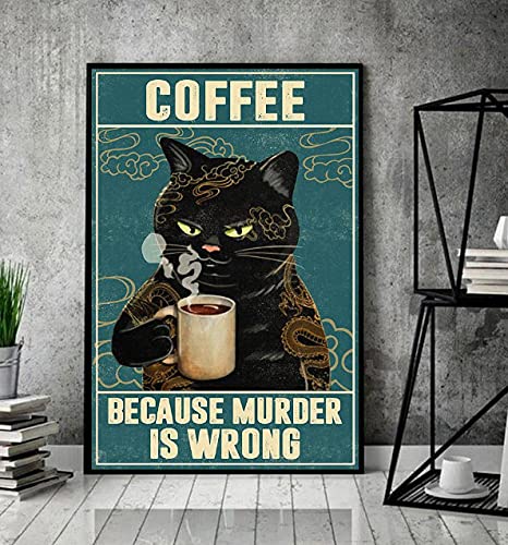 Targhe in metallo con scritta Cooking Because Murder Is Wrong, in alluminio, stile retrò, per WC, bagno, giardino, casa, bar, caffetteria, decorazione, 20,3 x 30,5 cm