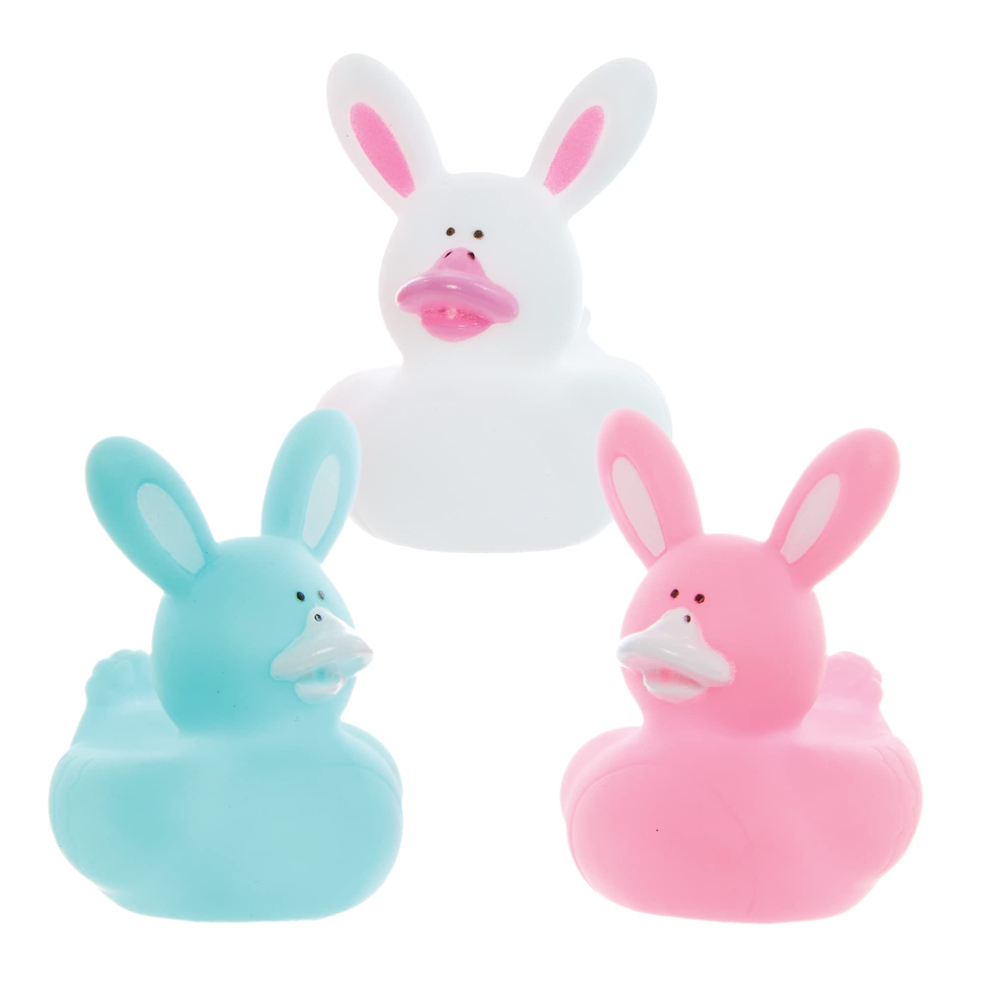 Baker Ross FX475 Bunny Rubber Ducks - Pack of 5, Novelty Easter Toys and Party Bag Fillers for Kids