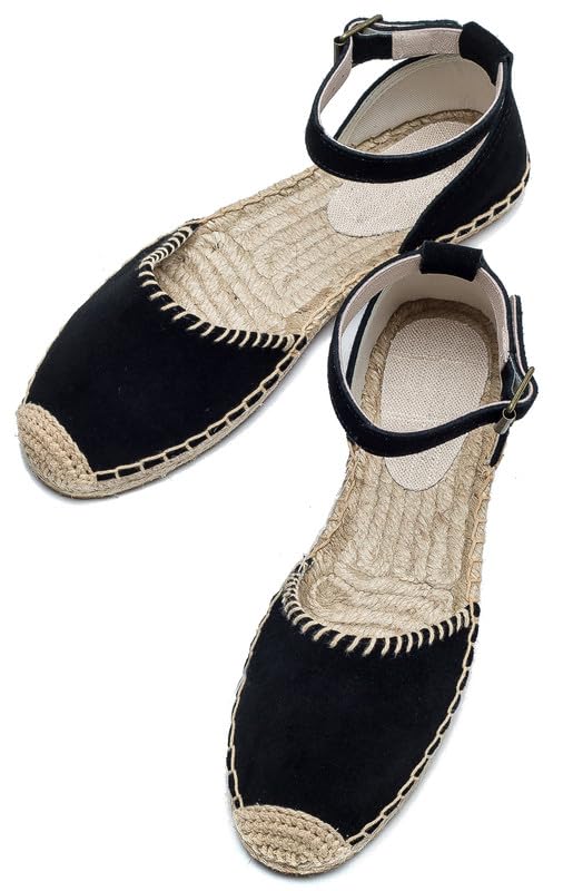 Image of Women's Espadrille FLat Sandals Closed Toe Ankle Wrap,Classic Lace Up Summer Dressy Flat Shoes