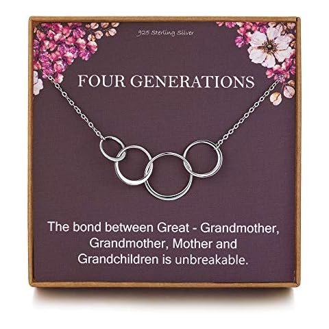 LOVEMY Great Grandma Gifts, Four Generations Necklace for Nana Gifts - Sterling Silver Four Circles Infinity Necklace for Women, for Grandma, Nana Gifts from Grandchildren Cover