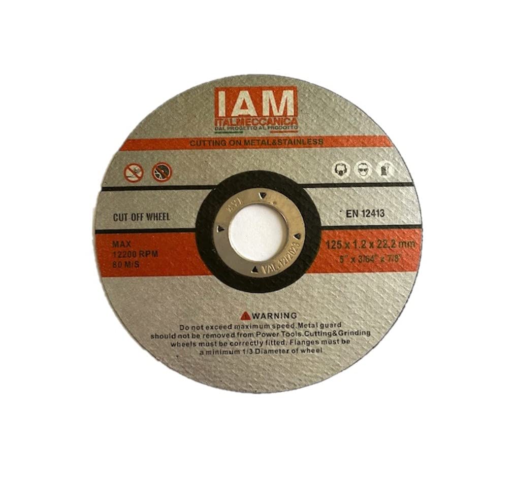 IAM- Dischi abrasivi da taglio | Mole abrasive da Taglio in Metallo e Acciaio Inossidabile | 115x1,2x 22 | 125x1,2x22 | per Smerigliatrici da Taglio o Angolare (125x1,2 100 Pezzi)