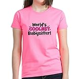 CafePress World's Coolest Babysitter! Women's Dark T Shirt Womens Cotton Dark T-Shirt Pink