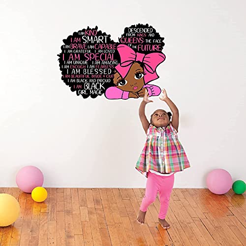Yovkky Black Girl Magic I Am Special Inspirational Quote Wall Decal Pink Motivational Saying African American Sticker Nursery Positive Decor Baby Toddler Room Decoration Afro Kid Bedroom Playroom Art #TOP3
