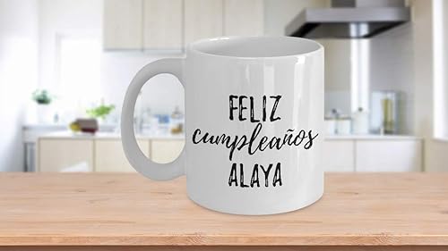 Miniatura 3 de Feliz Cumpleanos Alaya Mug Spanish Happy Birthday Personalized Name Gift Coffee Tea Cup 11 oz
