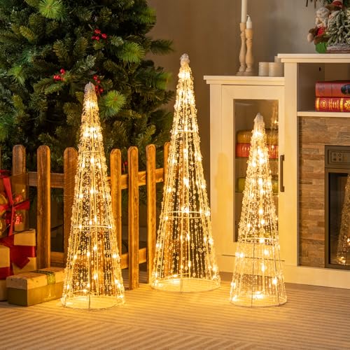 SOARS LED Pyramide 3 Stück, Weihnachtspyramide mit...