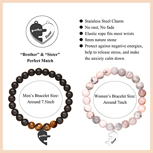UNGENT THEM Matching Brother and Sister Bracelet Set of 2, Birthday Christmas Graduation Valentine's Day Gifts2