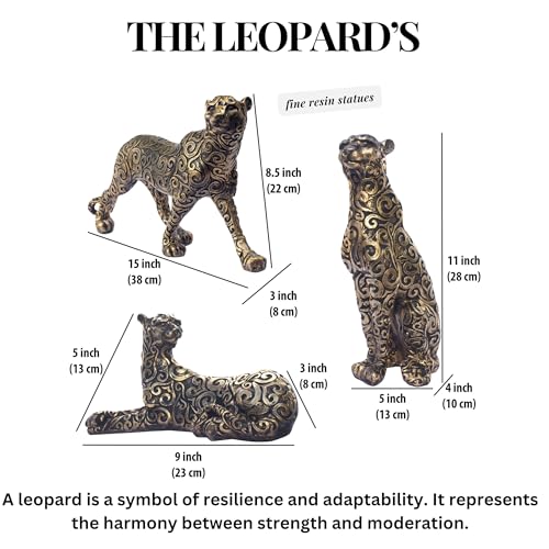 Luxury Leopard Sculpture in Black Resin with Gold Accents | Decorative Animal Statue for Home & Office | Symbolic Wildlife Decor - Strength, Power & Self-Reliance (Lookout Leopard) — photo — 5 of 9