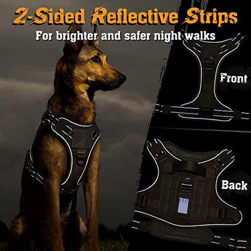 Rabbitgoo Tactical Dog Harness For Large Dogs, No-Pull Military Service Vest With Reflective Strips And Easy Control Handle For Running, Training, And Walking - Adjustable And Comfortable (Brown L) #TOP7
