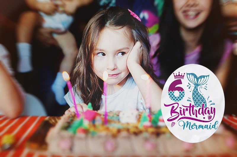 6th Birthday Shirt for Girls, Dress for Girls, T Shirt for 6 Year Old Gift Outfit, Decoration Mermaid Clothes White3