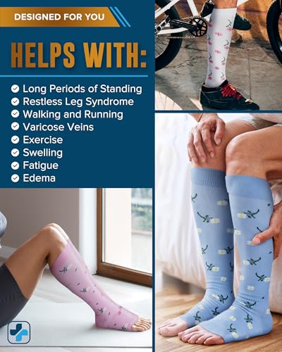 Image of Doctor's Select 3 Pairs Copper Toeless Compression Socks Women & Men - 20-30 mmHg Open Toe Compression Socks Knee High Women