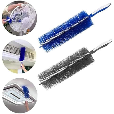 Flexible Fan Cleaner dust Removal Brush, Reusable Fan dust Collector, Suitable for Box Type Fans, Ceilings, Blinds, Non Removable Cleaning (Blue+Gray) Cover
