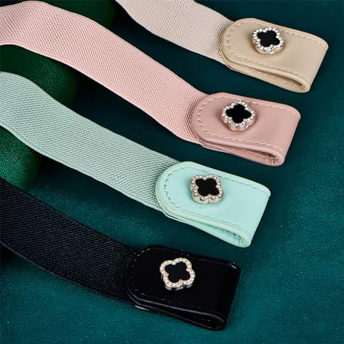 4 Pieces Buckle Free Stretch Belt Comfortable Invisible Elastic Belt Adjustable Belt2