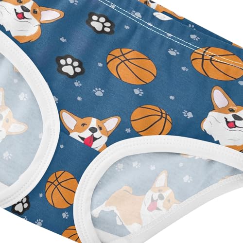 Happy Corgi Dogs Blue Girl Panties Cute Girls Underwear Toddler Cotton Personalized Underpants Briefs 2t4