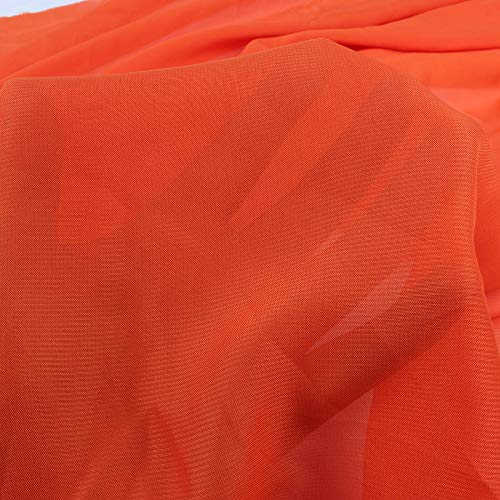 Polyester Chiffon Fabric 100D Drape Bridal Georgette for Making Wedding Dress Han fu Cloth Party Costume 150cm Wide, Sold by The metre (Orange)