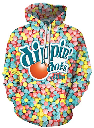 Unisex Cartoon Pattern Hoodies Food/Snacks Hooded Tops Sweatshirt for The Young S-3XL,Dippin Dots,M