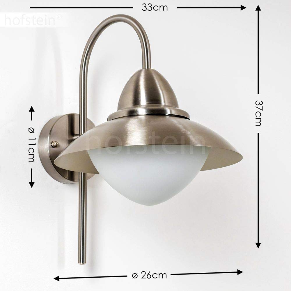 HOFSTEIN Außenwandleuchte Gielas, Außenwandlampe aus Metall/Milchglas in Edelstahl/Weiß, Wandleuchte Down außen im modernen Design, E27, IP44, Hof, Eingangsbereich, Terrasse, Haustür