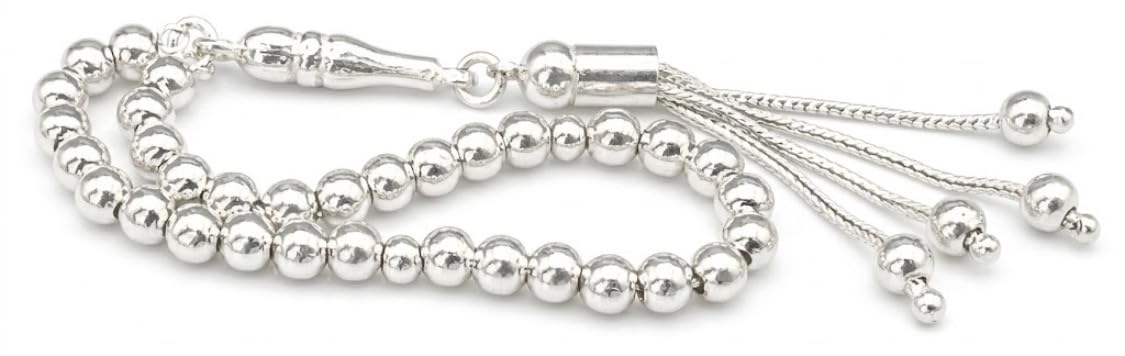 Generisch Mynatur Tesbih Gümüş 5mm Küre Gümüs 925 Sterling Silber kleine Miniatur Gebetskette Misbaha Rosary Subha Geschenkidee mit Geschenk Box