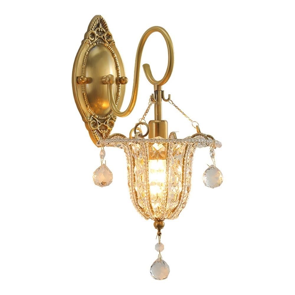 OZBMA Indoor Gooseneck Wall Sconce Modern Luxury Crystal Light Bedroom Bedside Lamp for Living Room Bathroom Hallway Villa Stairs