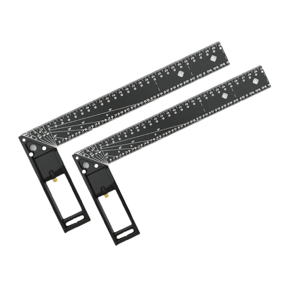 Littimoon 2pcs Woodworking Square Ruler for Precise Measuring,Square Ruler for 45/90 Degree Multifunctional Gauge Angle Ruler