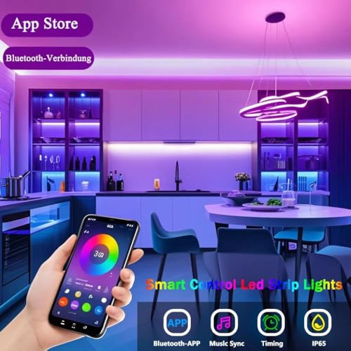 Tira de luces LED RGB 32.8 pies con control USB y Bluetooth miniatura 3