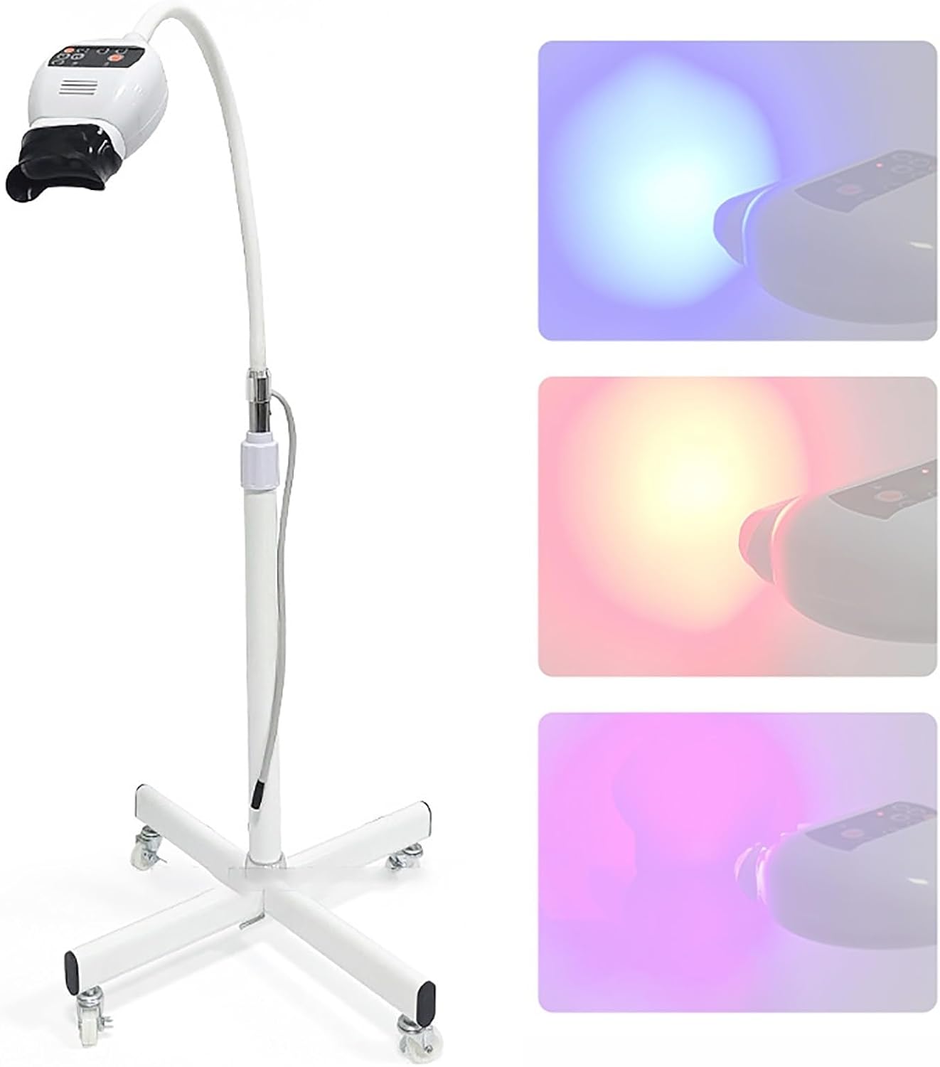Dental Mobile Teeth Whitening Lamp, LED Teeth Whitening Light Accelerator Bleaching Lamp, 3 Colors Blue/Red/Purple Light, for Dental Clinic, Beauty Salon
