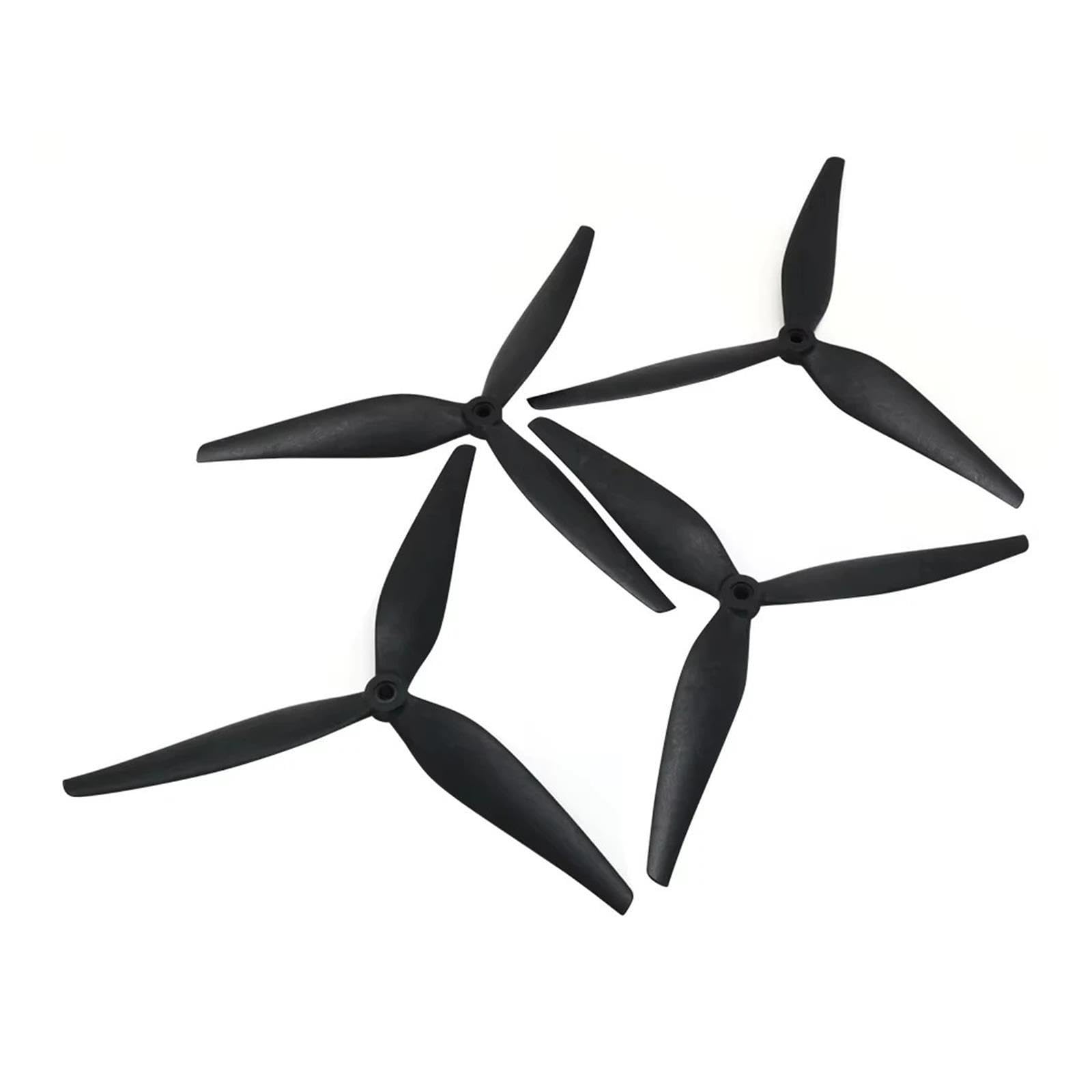 2 paia elica nera in nylon rinforzato carbonio a 3 pale
