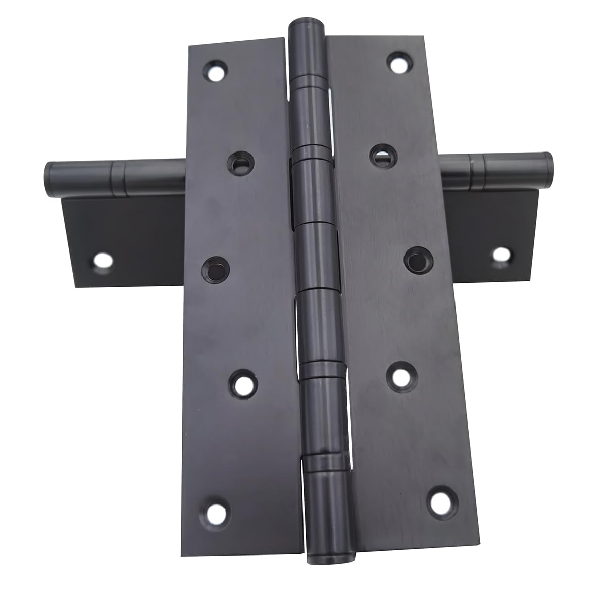 2 bisagras de puerta de acero inoxidable de 8 pulgadas con esquina cuadrada para puerta de madera resistente, 1/8 pulgadas de grosor, negro mate (negro)