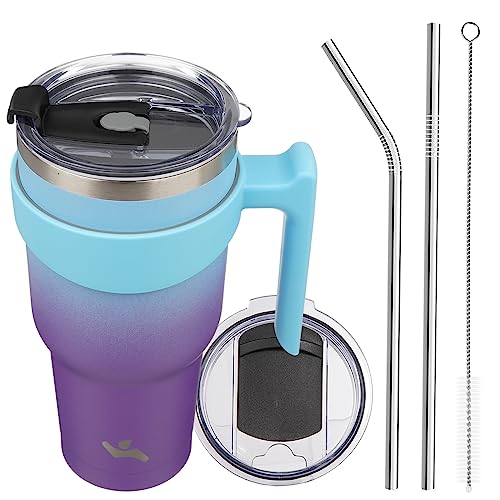 Image of Konokyo 40 oz Tumbler with Handle and Straw, Insulated Travel Mug