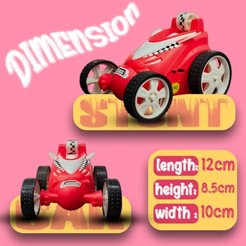 Image of Remote Control Small Stunt Car for Kids - 4WD Off-Road Rock Crawler for Boys Girls with 360 Spins, Rechargeable Battery Anti-Skid Rubber Tires, Indoor Outdoor Play (RED, 368)