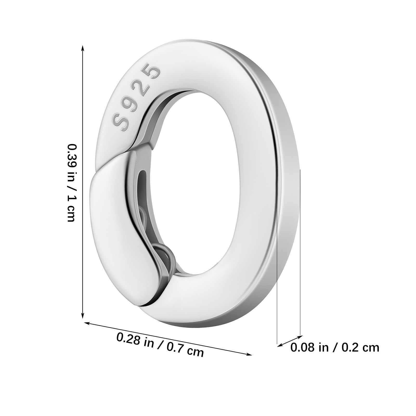 Cabilock Fermoir Ovale en Argenté S925, 4 Pièces, Agrafe à Ressort pour Raccourcir un Collier, Fermeture Sûre pour Chaîne et Pendentif