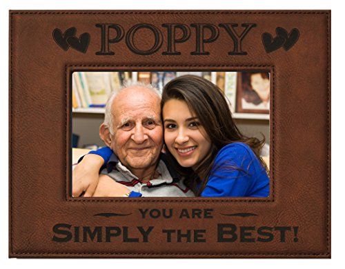 GK Grand Personal-Touch Premium Creations Poppy You are Simply The Best! Engraved Leatherette Picture Frame Dad Birthday Poppy Best Poppy Ever Gift