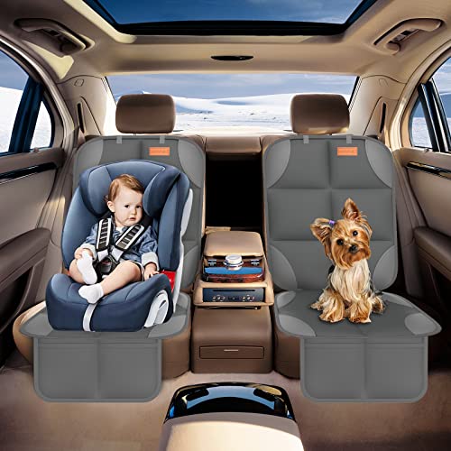 Image of SMART ELF 2 Pack in Gift Box Car Seat Protector (Dark Gray) | Thickest Padding and Non-Slip Backing Mesh Pockets for Baby and Pet, Sedan SUV Truck