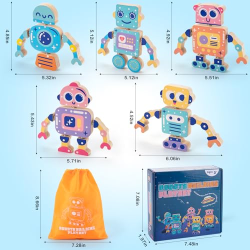 KODATEK Wooden Snap-Together Building Toys, STEM Building Blocks, Take Apart Toys Playset, Fine Motor Skill Montessori Educational Learning Toys Gift for 3 4 5 6 Years Toddlers Kids - Image 4