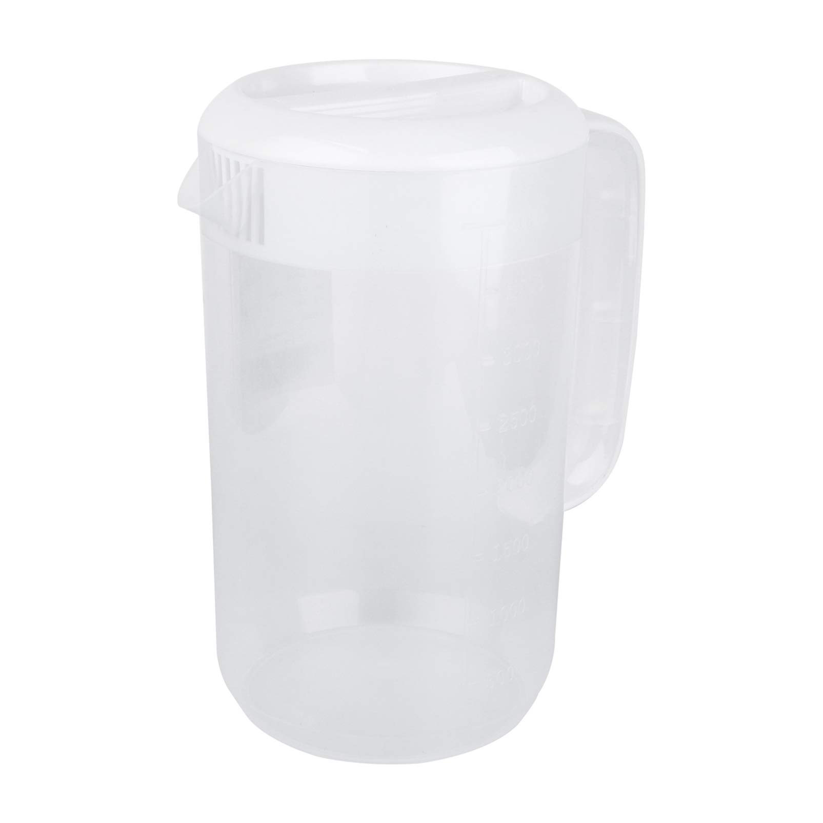 HEMOTON Jarra para bebidas con tapa, 4 litros, de plástico, transparente, grande, para zumo de agua fría, para fiestas, hogar, cocina, con escala y mango cómodo
