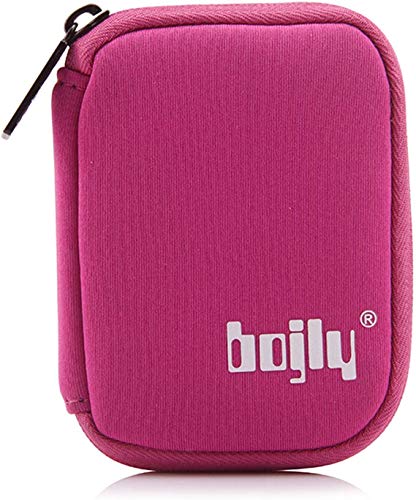 BOJLY Sac de Rangement pour clé USB, Mini Sac d'accessoires Organisateur étanche, Housse de Protection en Nylon Robuste avec 6 Compartiments pour Carte SD, clé USB, câble pour Casque, Rose Violet