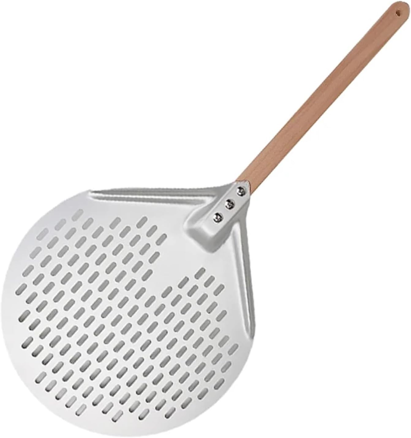 12/14 Inch Round Pizza Turning Peel Hard Perforated Paddle With Wood Handle Homemade Oven Shovel(14inch)