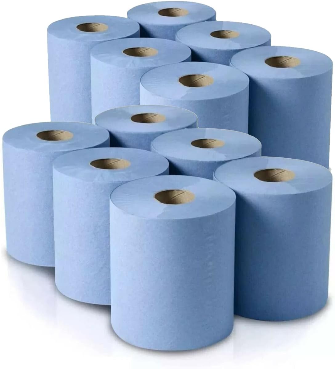12 Pack Jumbo Workshop Hand Towels Rolls Centrefeed Blue Rolls Blue Recycled Paper Tissue Paper Roll 2 Ply Embossed Tissue Wipe Away Commercial & Kitchen Use