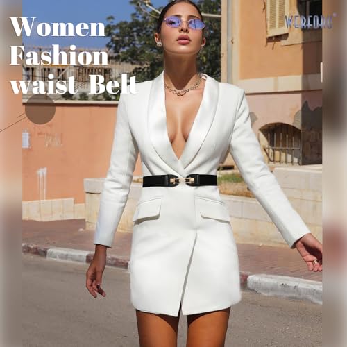 WERFORU Women Elastic Dress Waist Belt Fashion Gold Buckle Ladies Stretch Belt for Dress Jeans2
