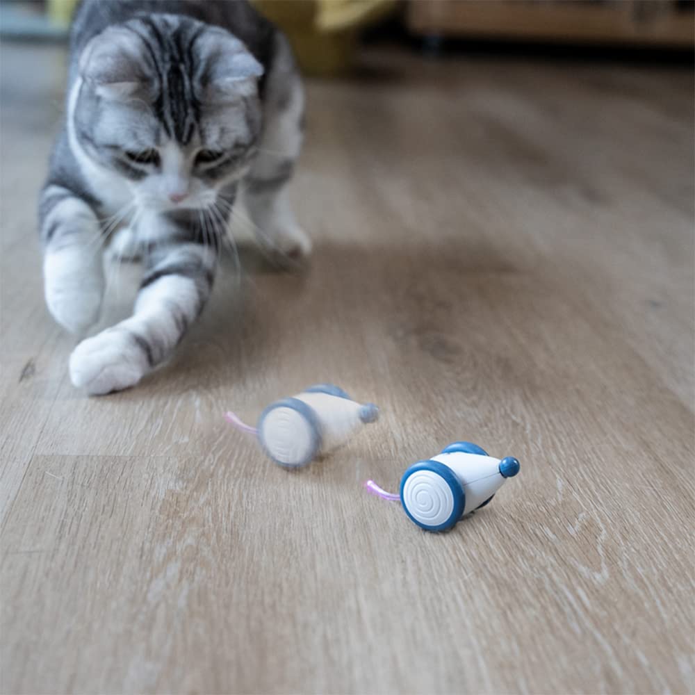 INF Ratón de juguete eléctrico para gatos, ratones de juguete para gatos con cable USB, ratón de juguete interactivo con cola ligera