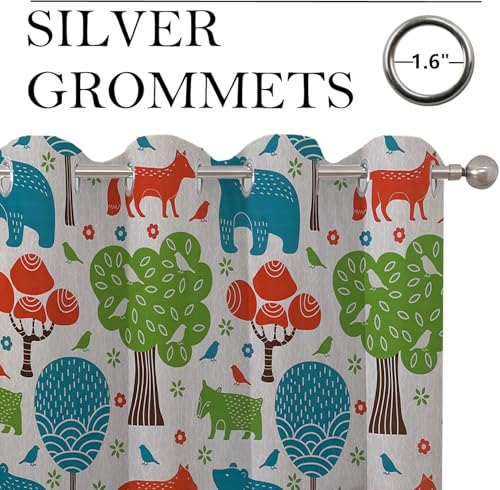 Image of BFAM Kids Blackout Curtains 5 feet Set of 1 - 100% Room Darkening, Thermal Insulated, Noise Reducing, Cute Animal & Rainbow Prints, Eyelet Curtains for Playroom, Bedroom & Nursery, Pack of 1 Curtain